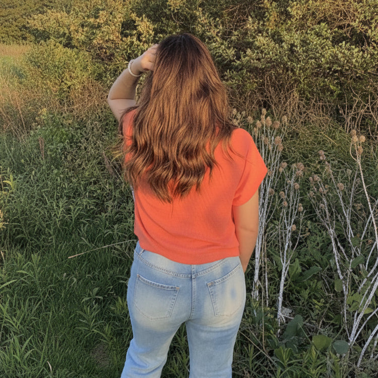 Sadie Hem Waffle In Coral