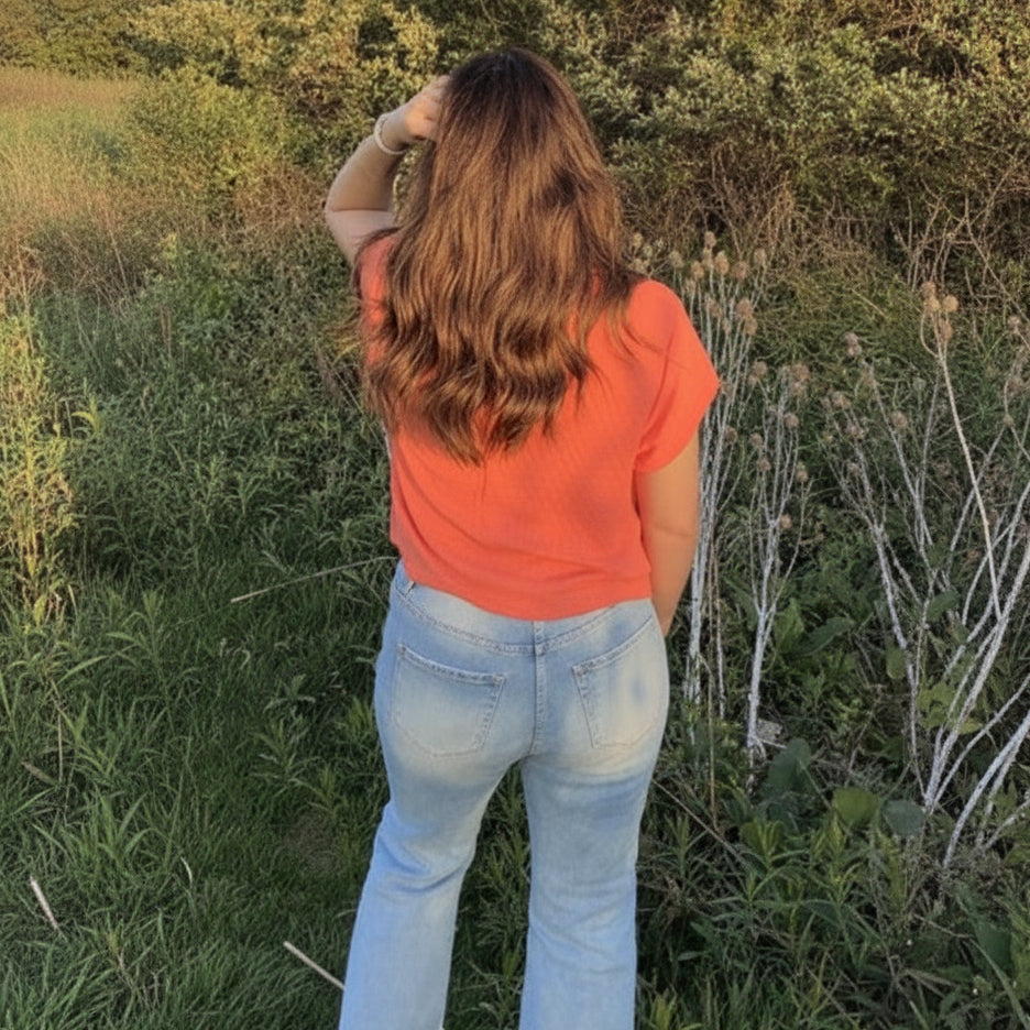 Sadie Hem Waffle In Coral