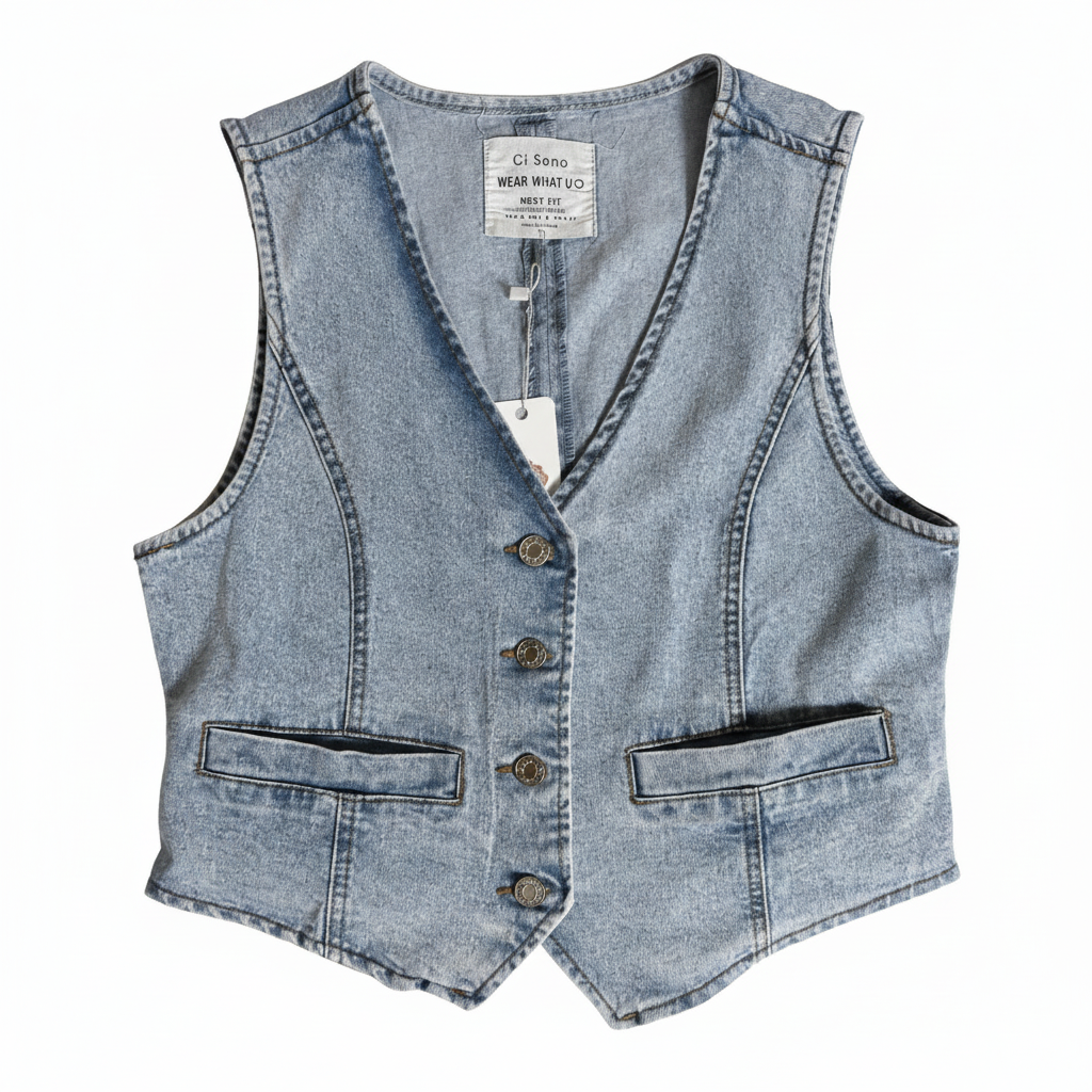 The Everly Button Denim Vest