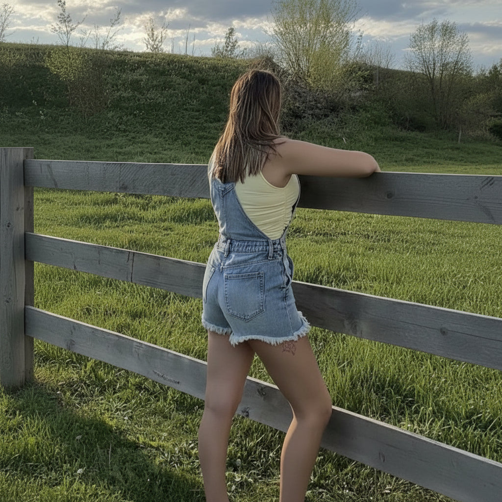 The Skylar Vintage Overall Shorts