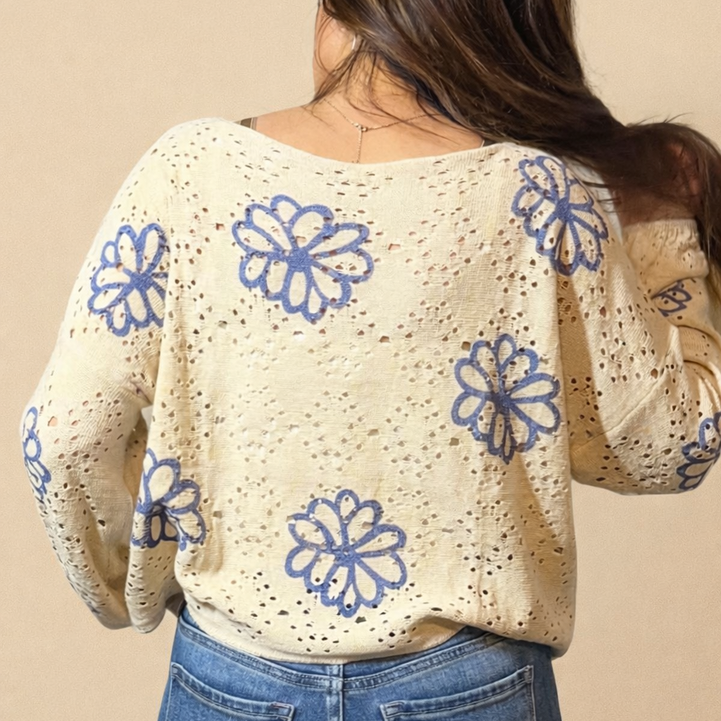 Blue Haze Floral Sweater