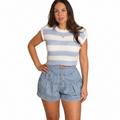 City Flow Pleated Denim Shorts