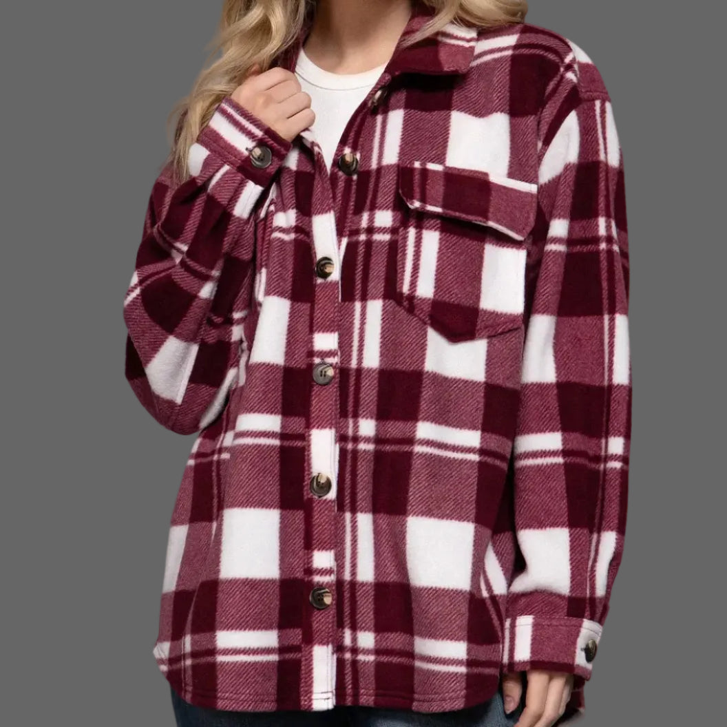 Bonfire Nights Shacket In Burgundy or Taupe