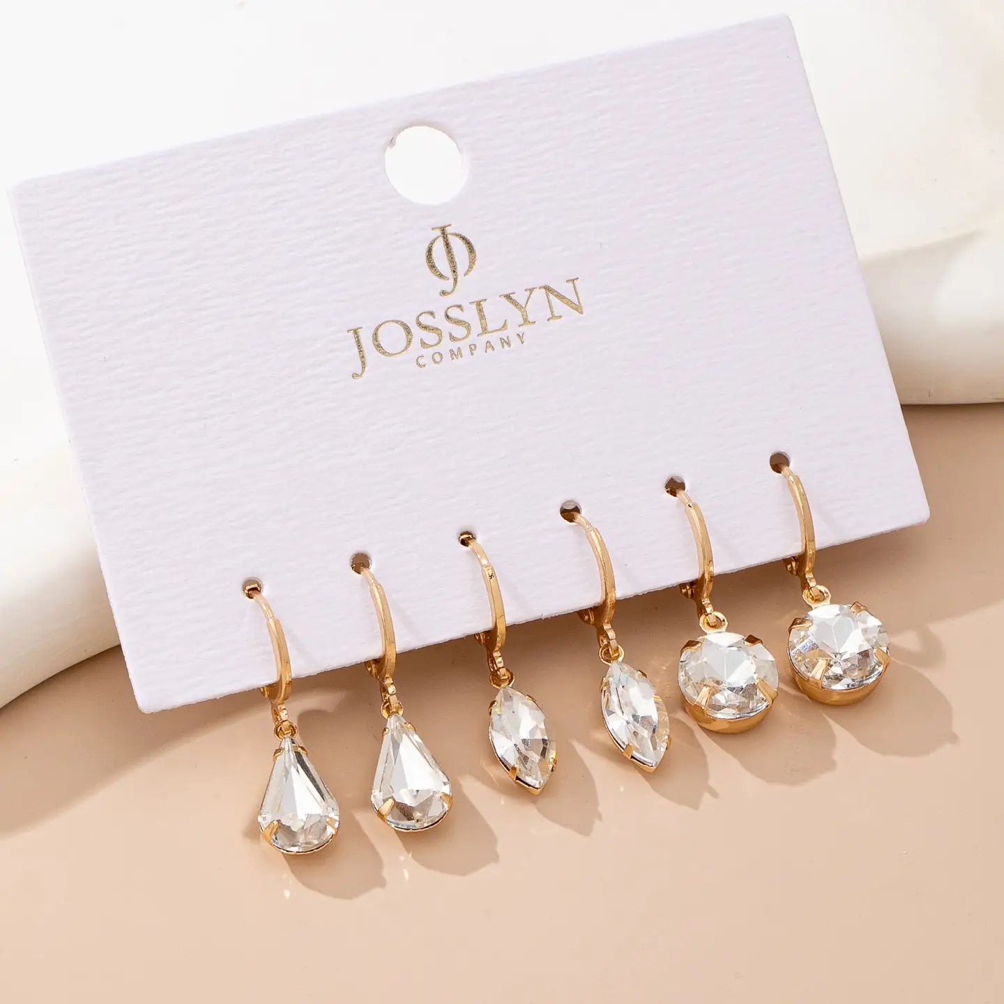 Clear Crystal Drop Earring Set