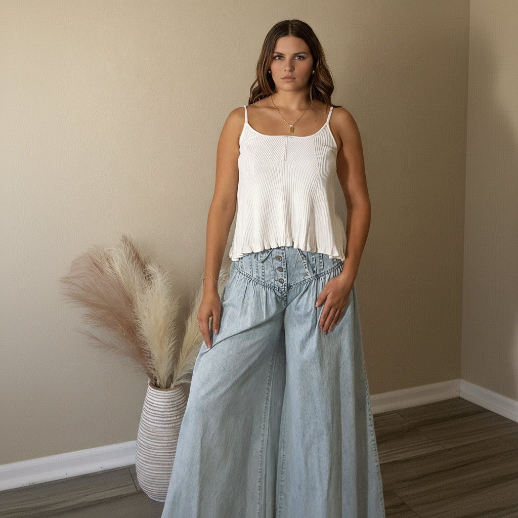 The Avery Pleated Wide Leg Denim