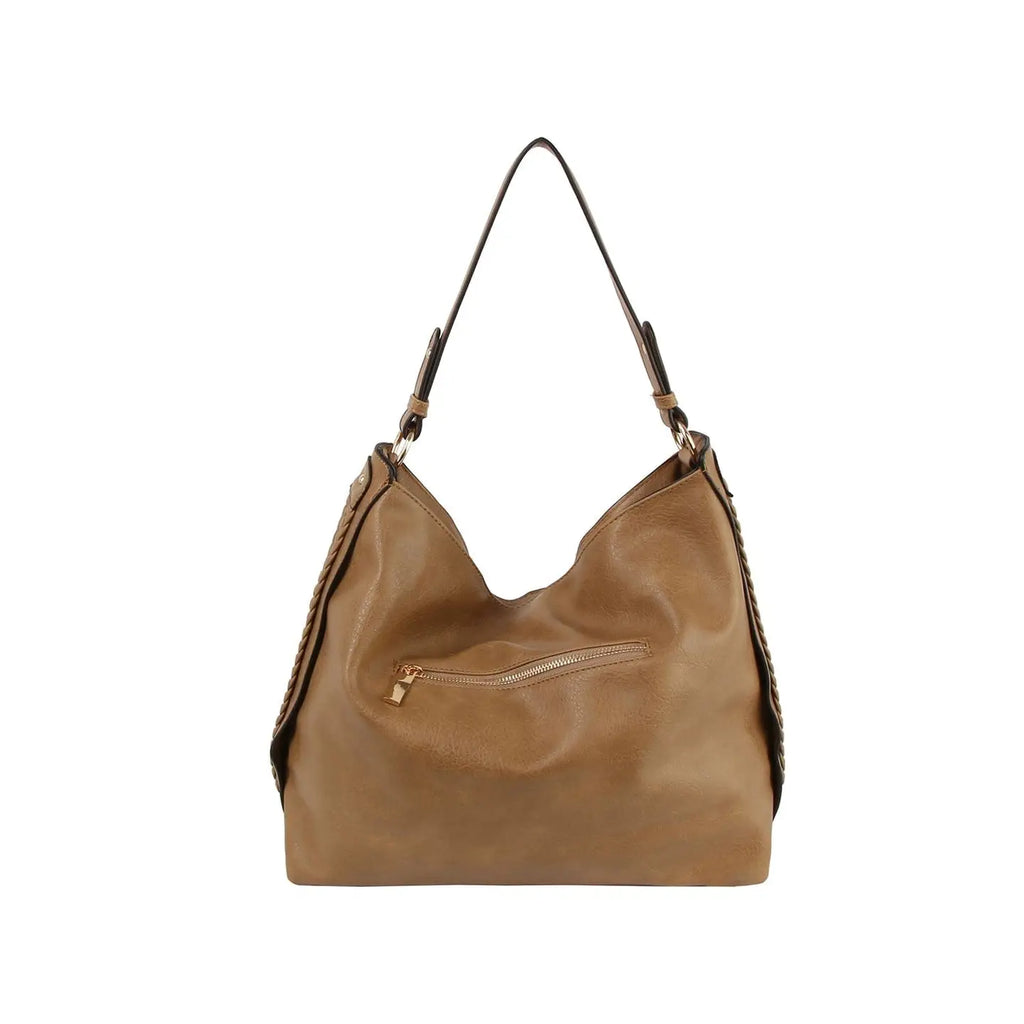 Kensley Braided Side Detail Mocha Hobo Bag