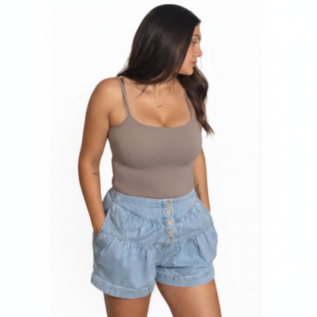 City Flow Pleated Denim Shorts