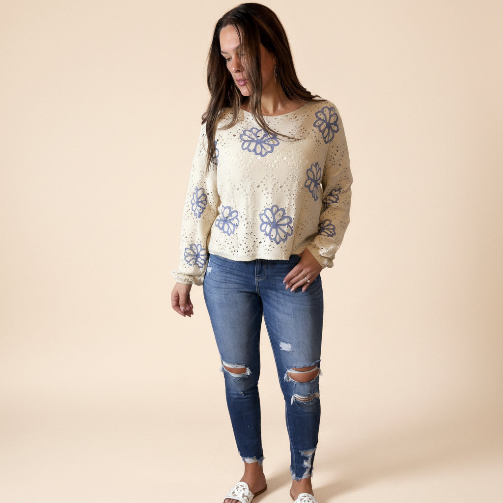 Blue Haze Floral Sweater