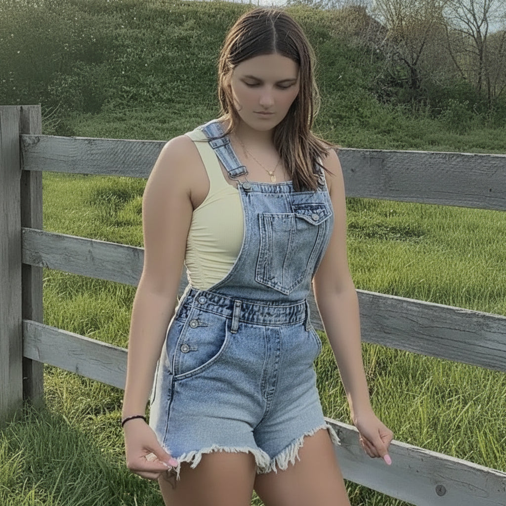 The Skylar Vintage Overall Shorts