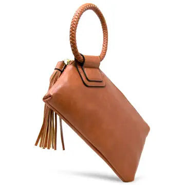 The Sophia Soft Vegan Leather Wristlet/Clutch (Brown)