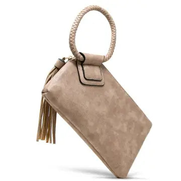 The Sophia Soft Vegan Leather Wristlet/Clutch (Taupe)