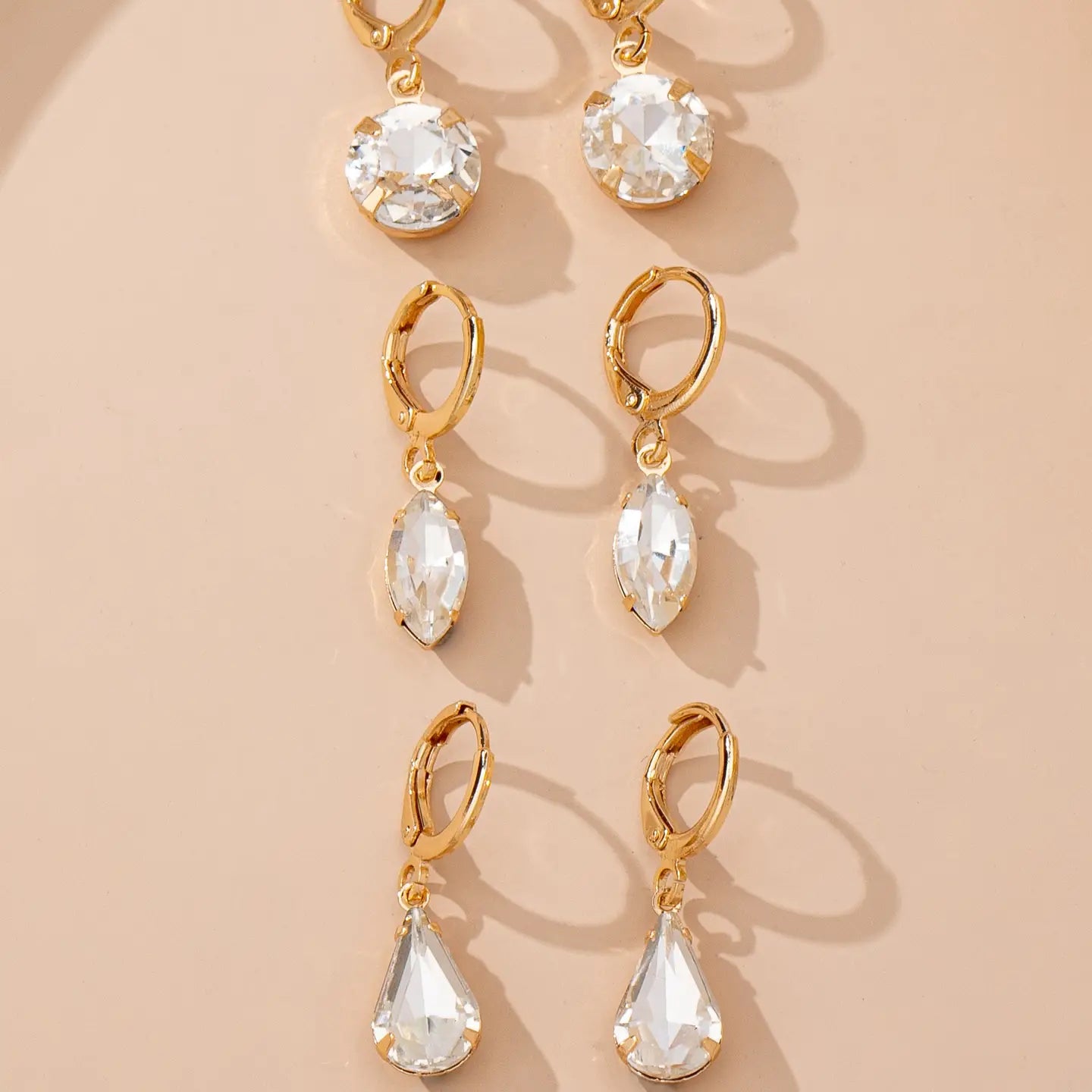 Clear Crystal Drop Earring Set