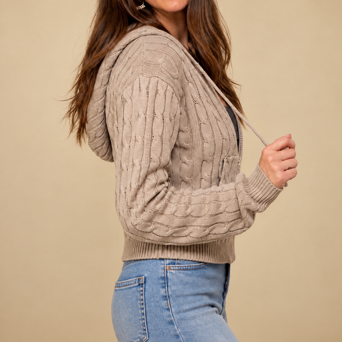 The Sienna Cable Knit Zip-Up