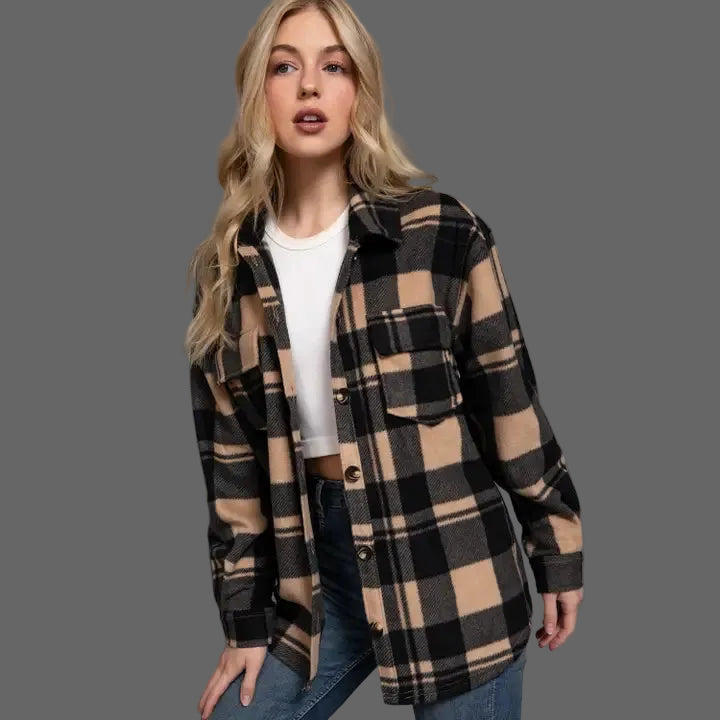 Bonfire Nights Shacket In Burgundy or Taupe
