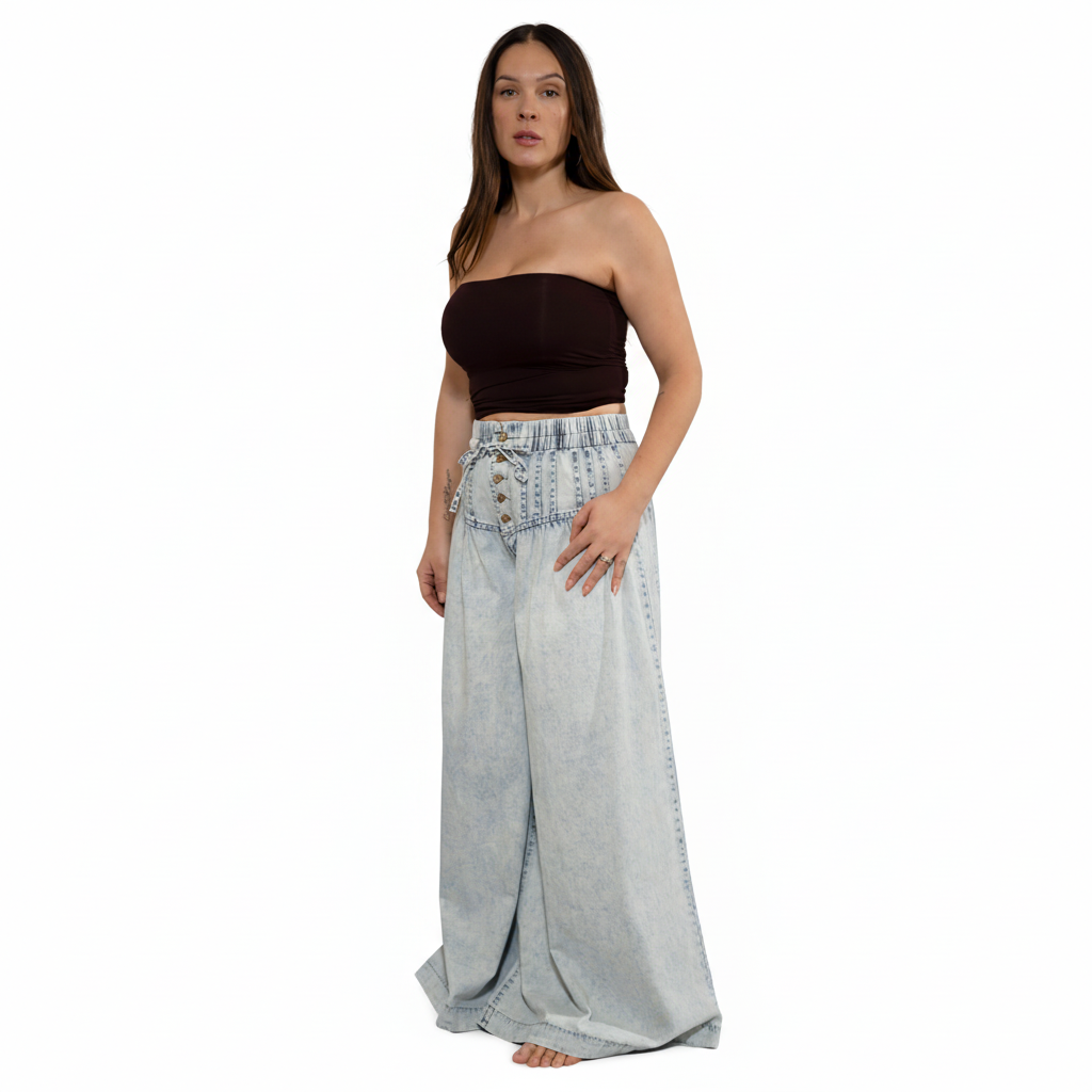 The Avery Pleated Wide Leg Denim