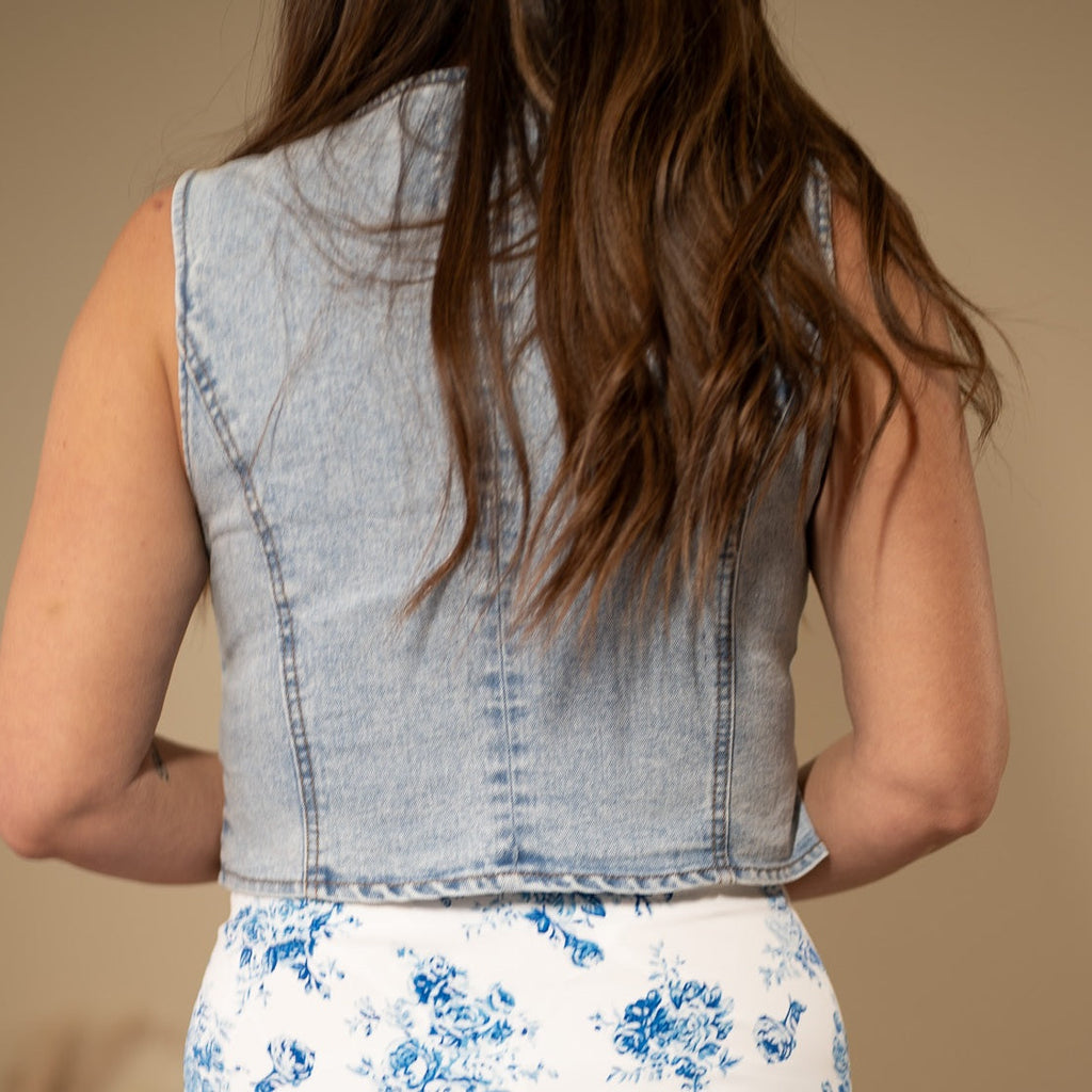 The Everly Button Denim Vest