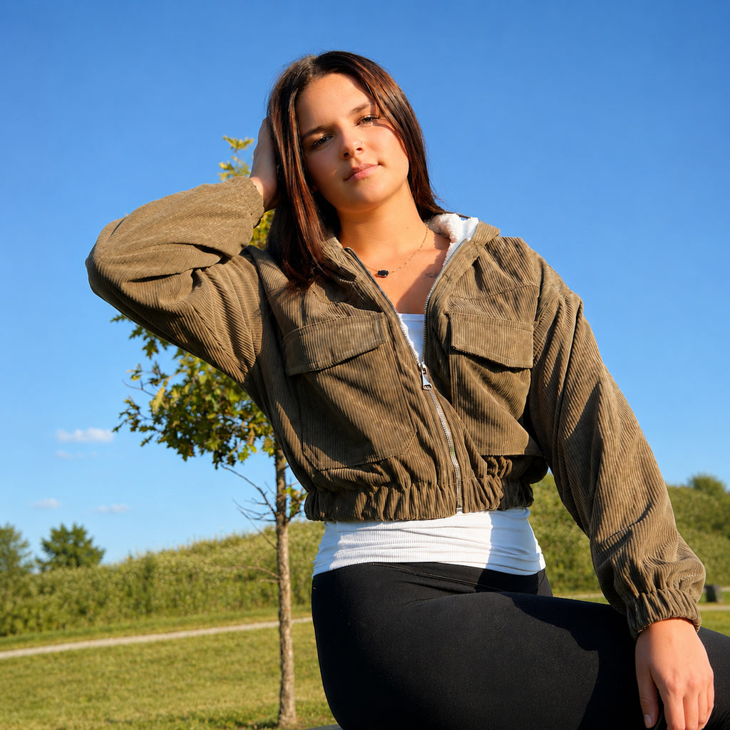 The Olive Aspen Corduroy Cropped Jacket