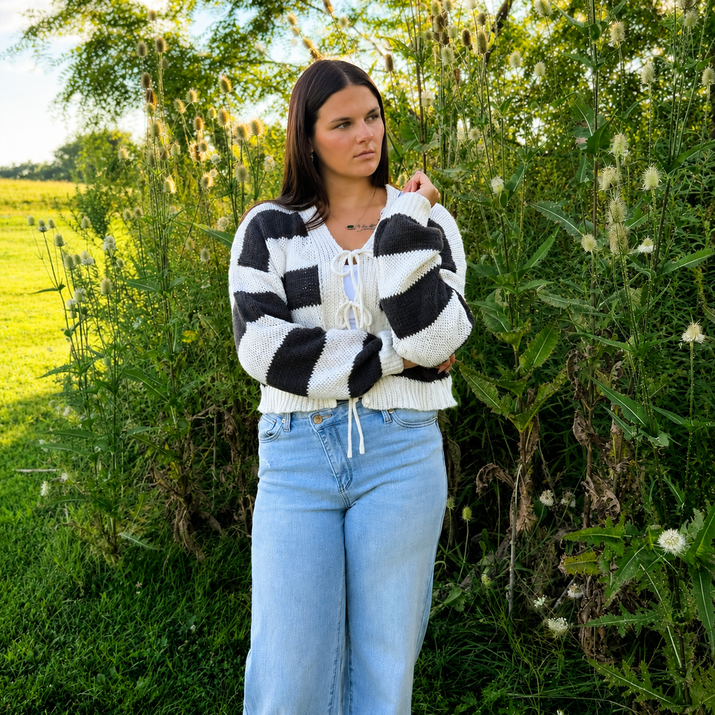 The Autumn Romance Front-Tie Cardigan In Black Or Brown