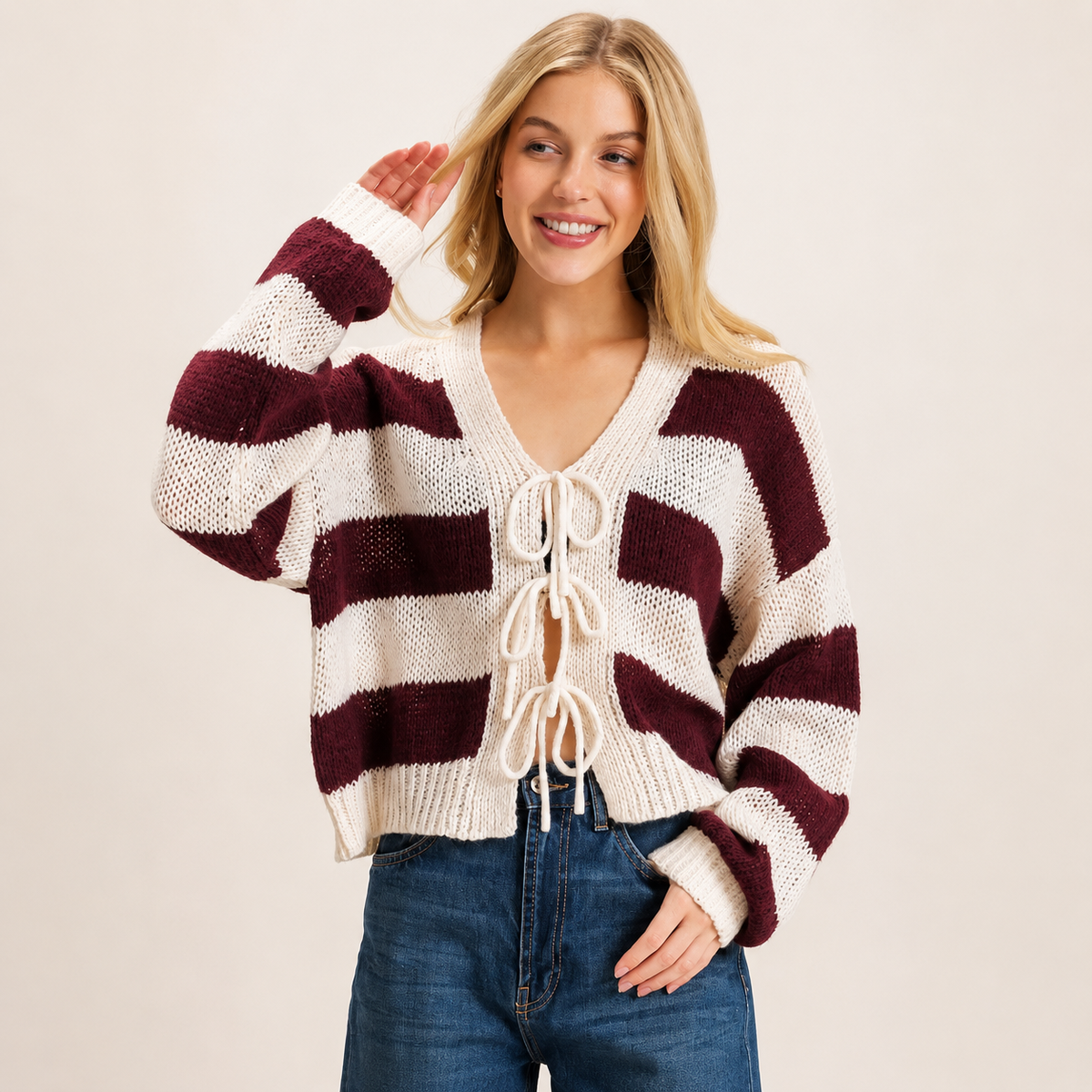 The Autumn Romance Front-Tie Cardigan In Black Or Brown