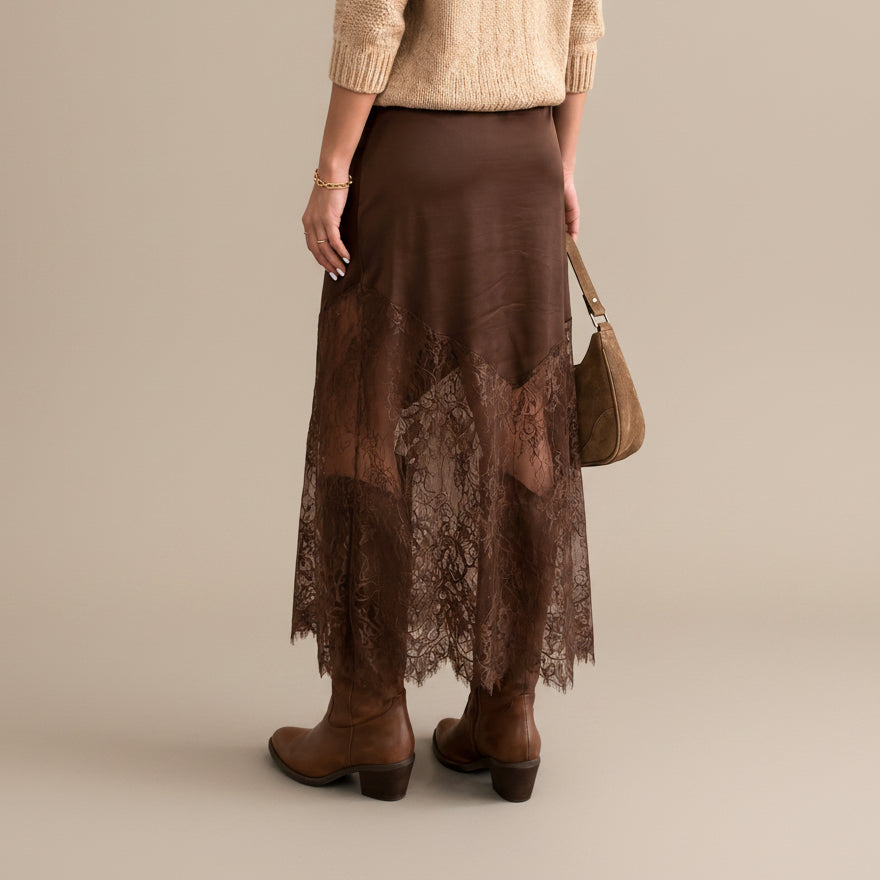 Mocha Romance Lace Skirt