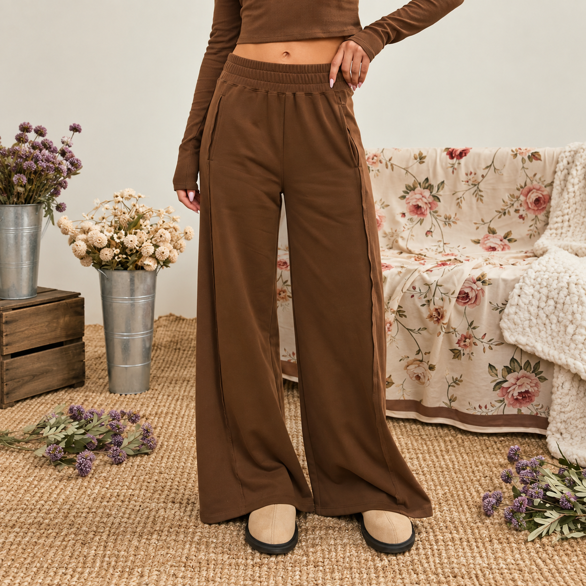 Mocha Darling Wide Leg Pants