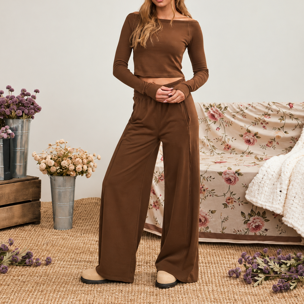 Mocha Darling Off-Shoulder Top