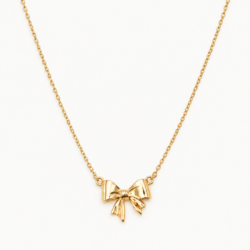 Pretty Little Bow Gold Necklace