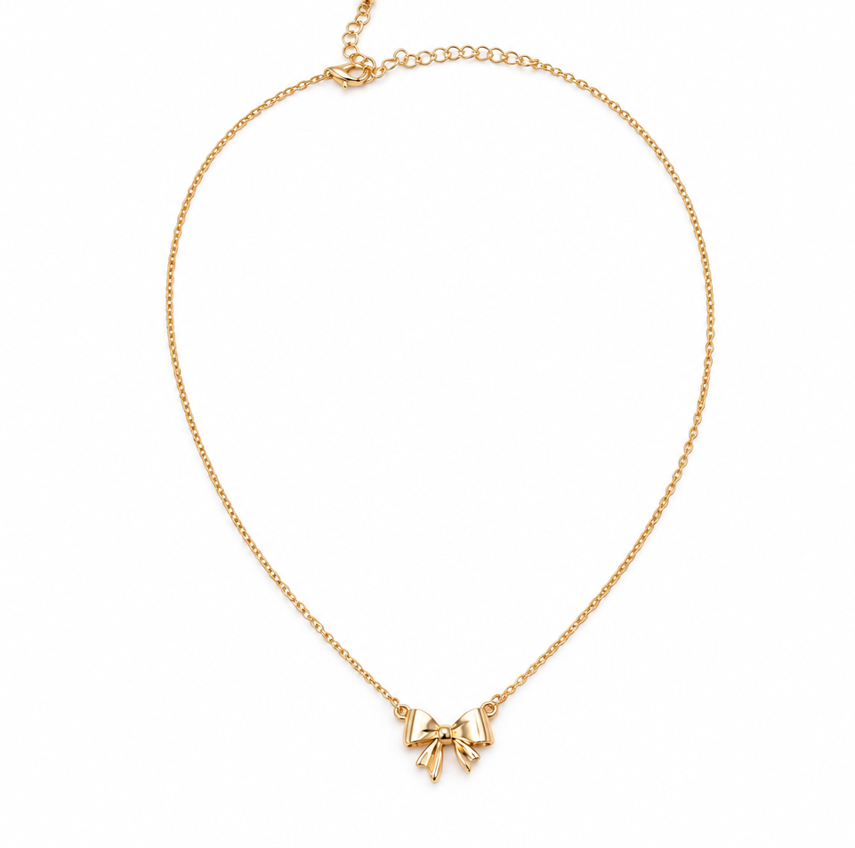 Pretty Little Bow Gold Necklace