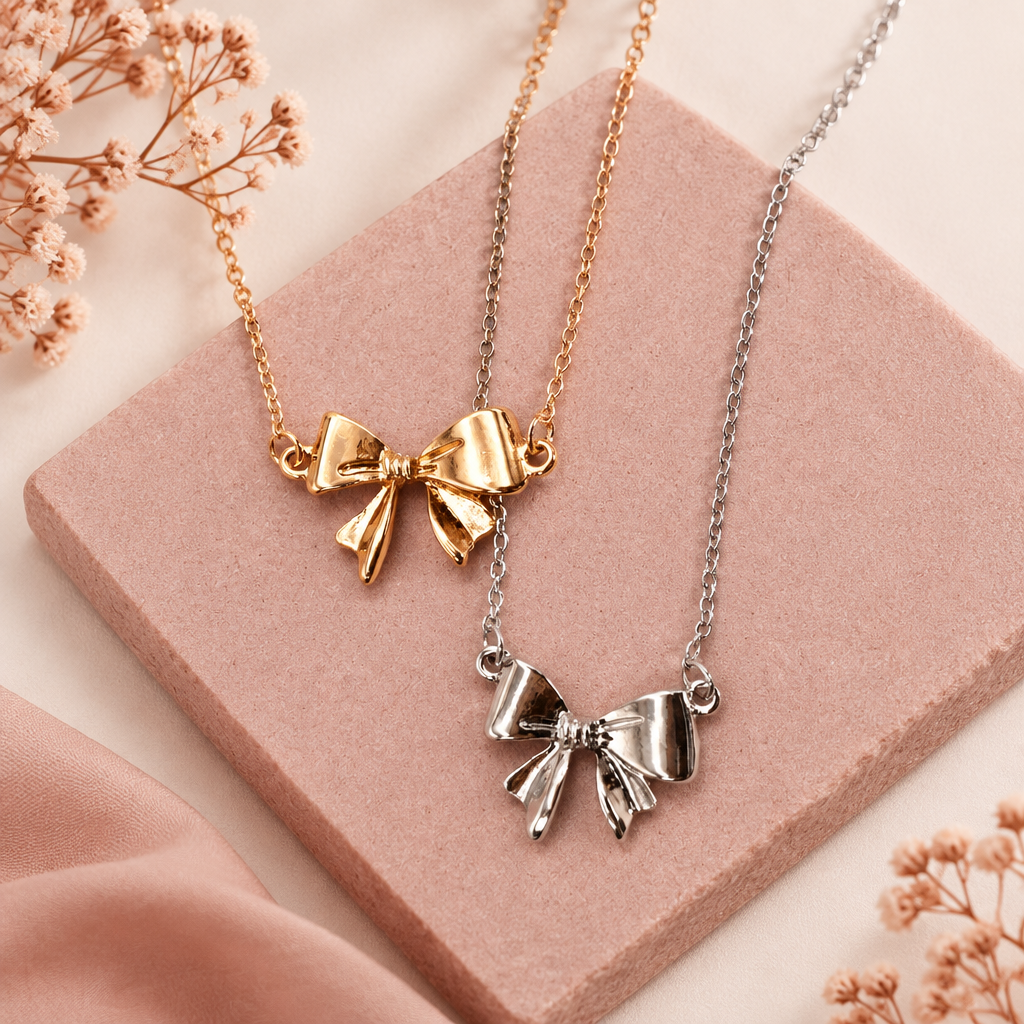 Pretty Little Bow Gold Necklace