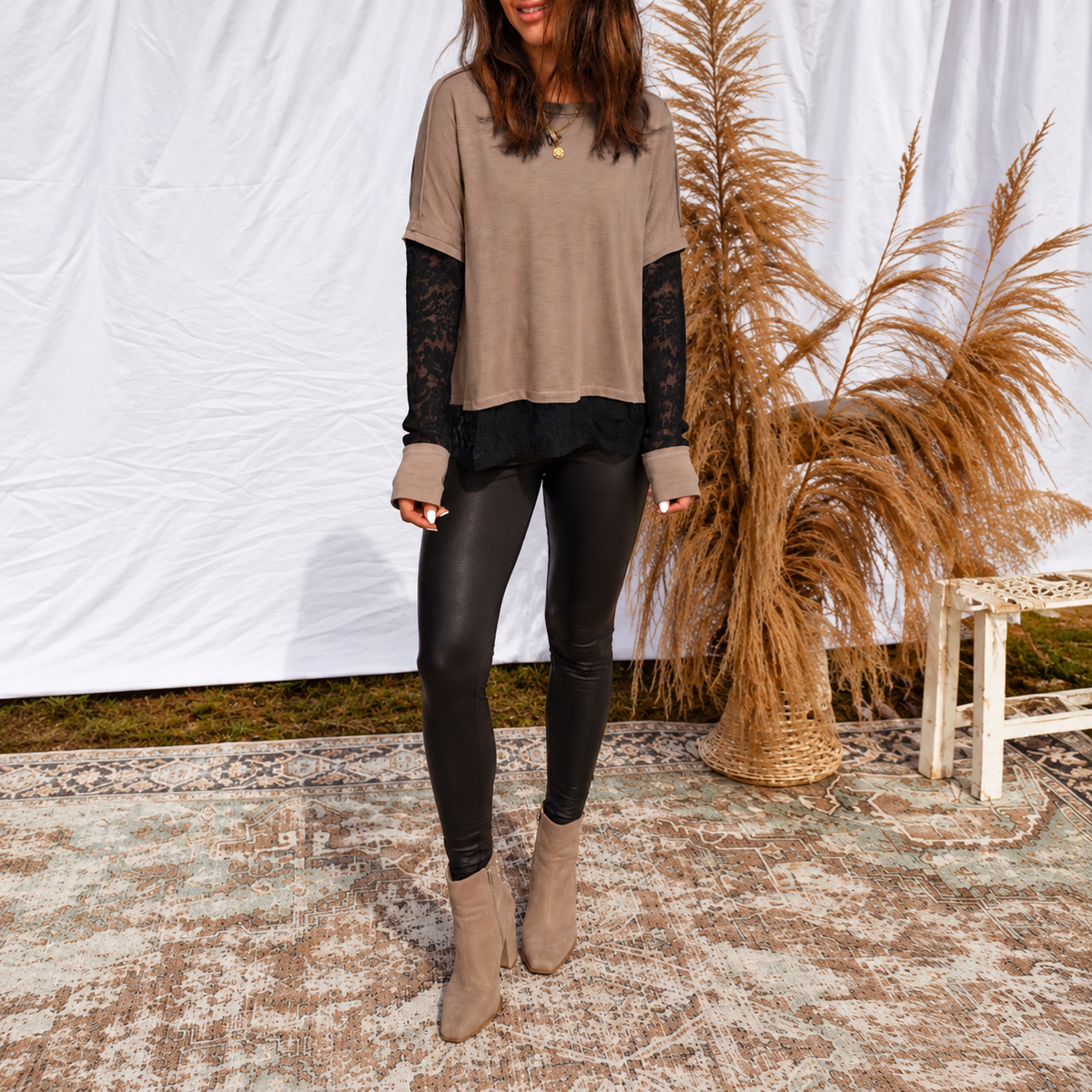 The Mocha Lace Layered Top
