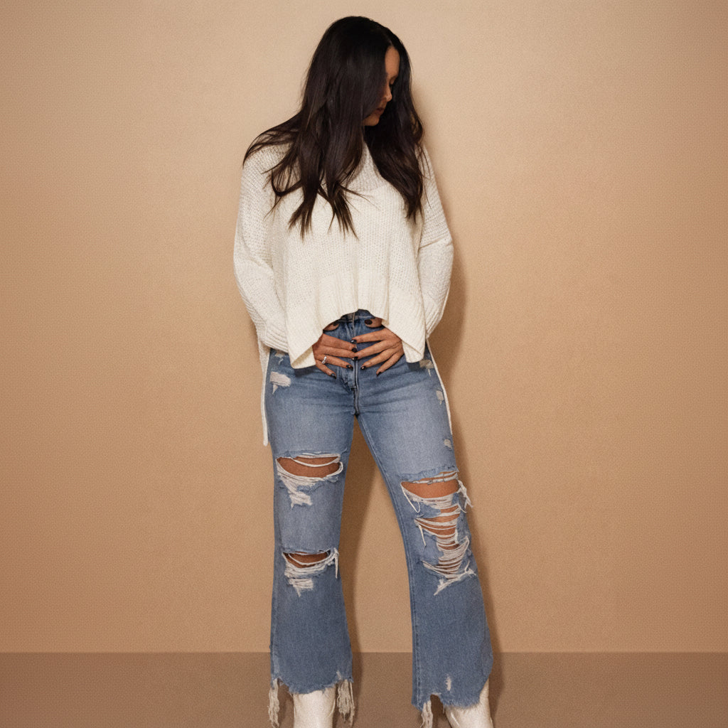 The Meriah High Rise Distressed Denim