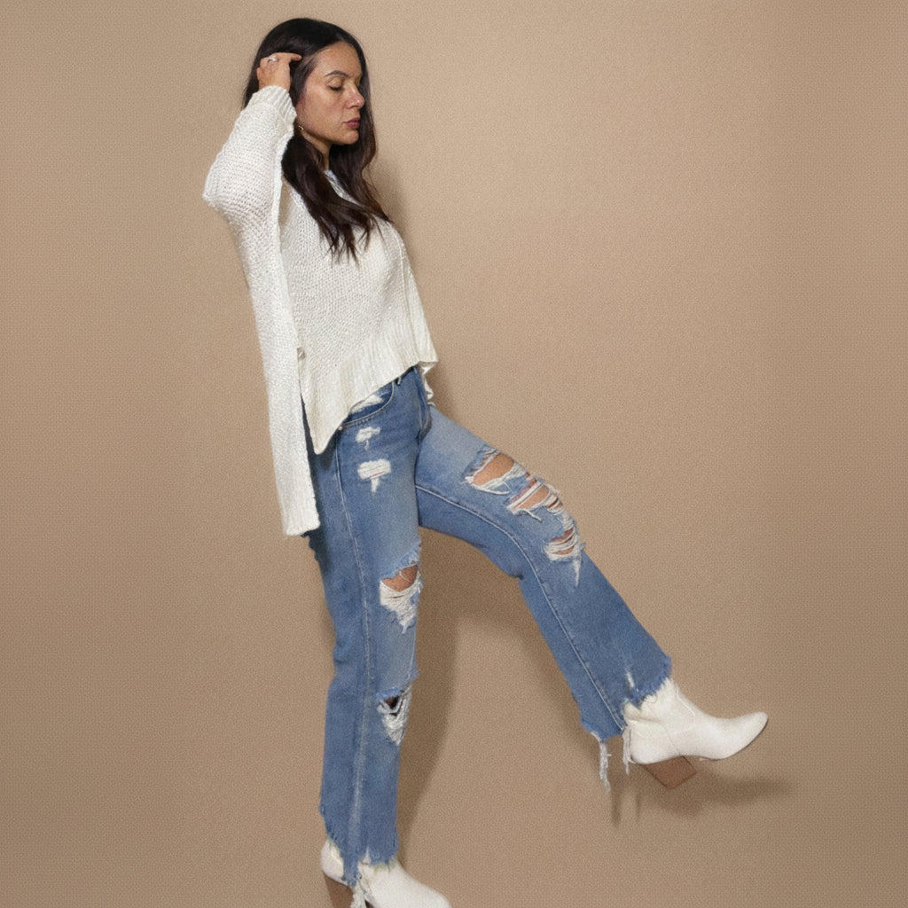 The Meriah High Rise Distressed Denim
