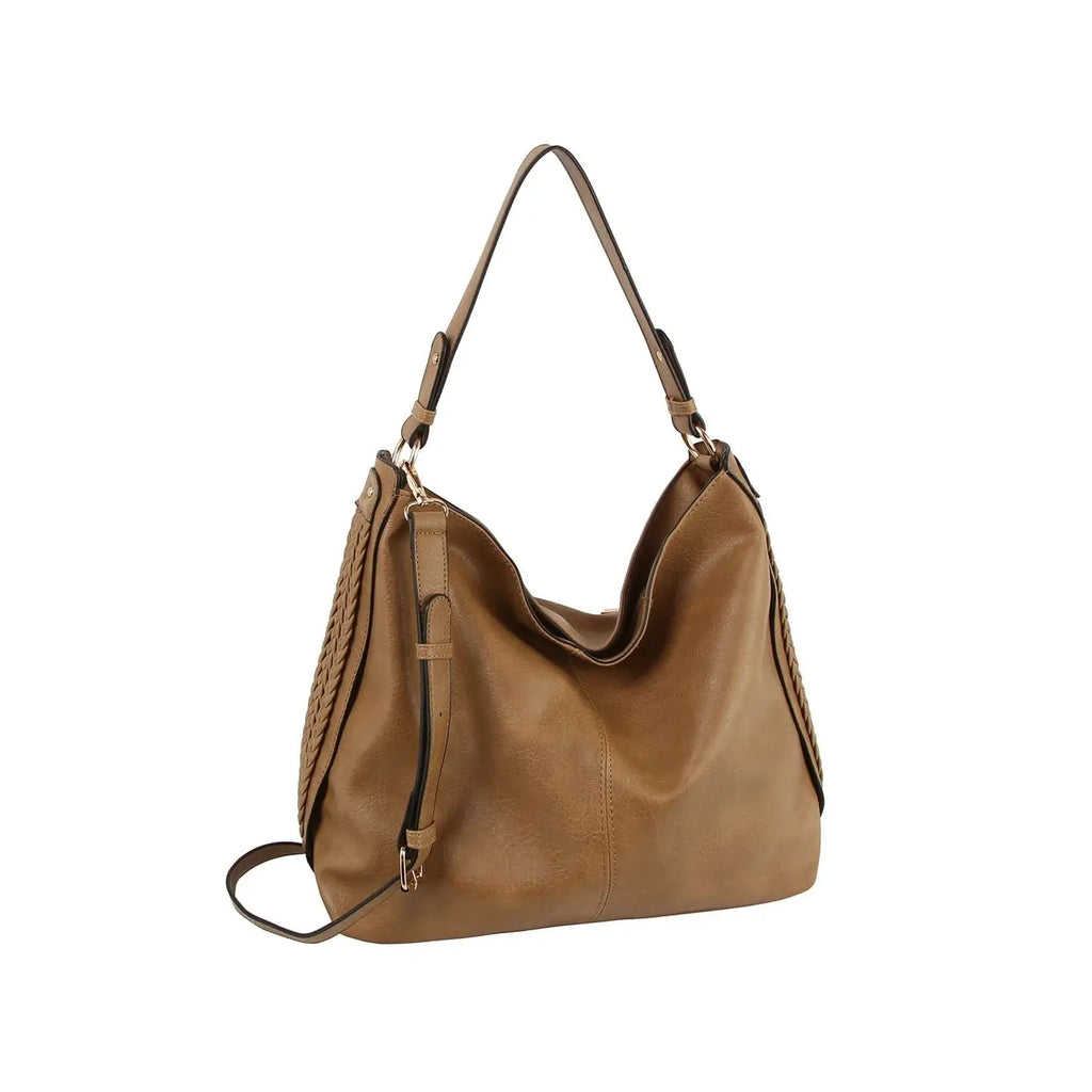 Kensley Braided Side Detail Mocha Hobo Bag