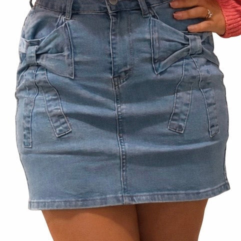 Sweet Talk Denim Bow Skirt