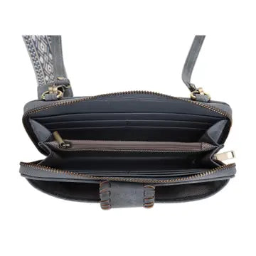Joelle Crossbody Wallet with Boho Wrist Strap (Taupe)