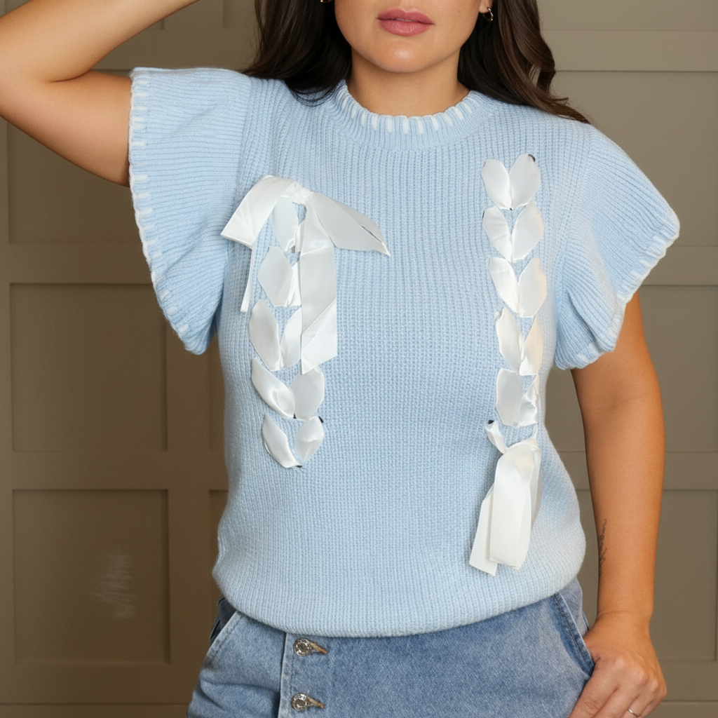 Blue Skies & Bows Top