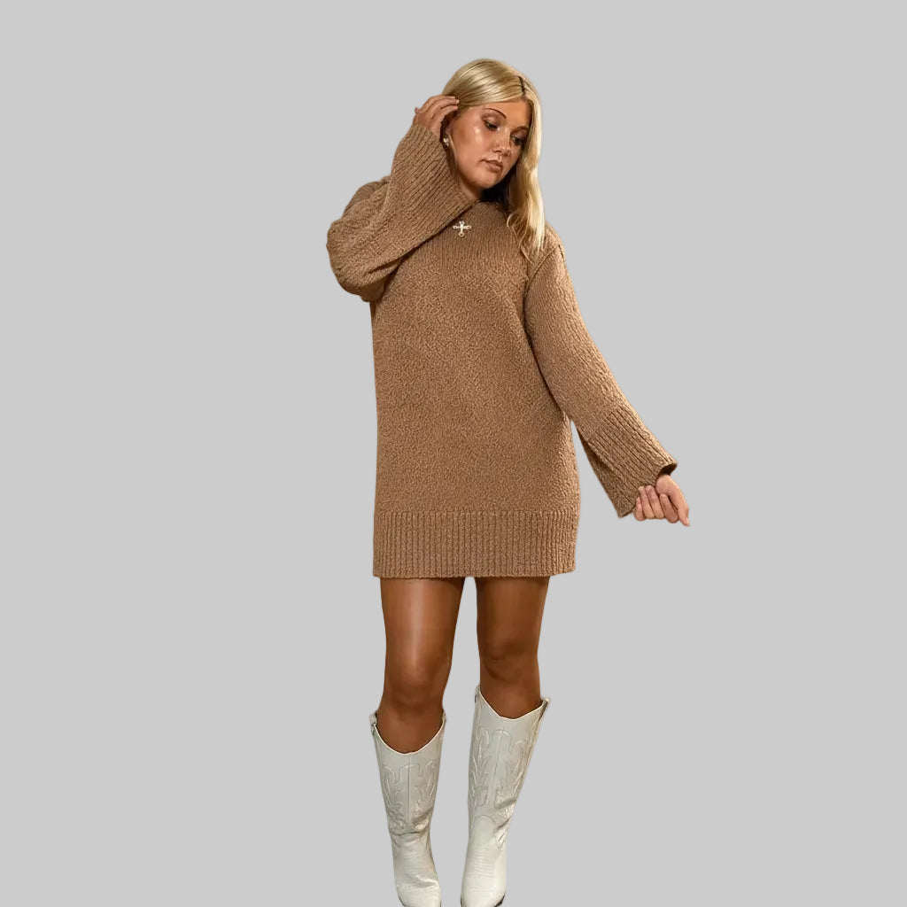 Mocha Chunky Knit Sweater Dress