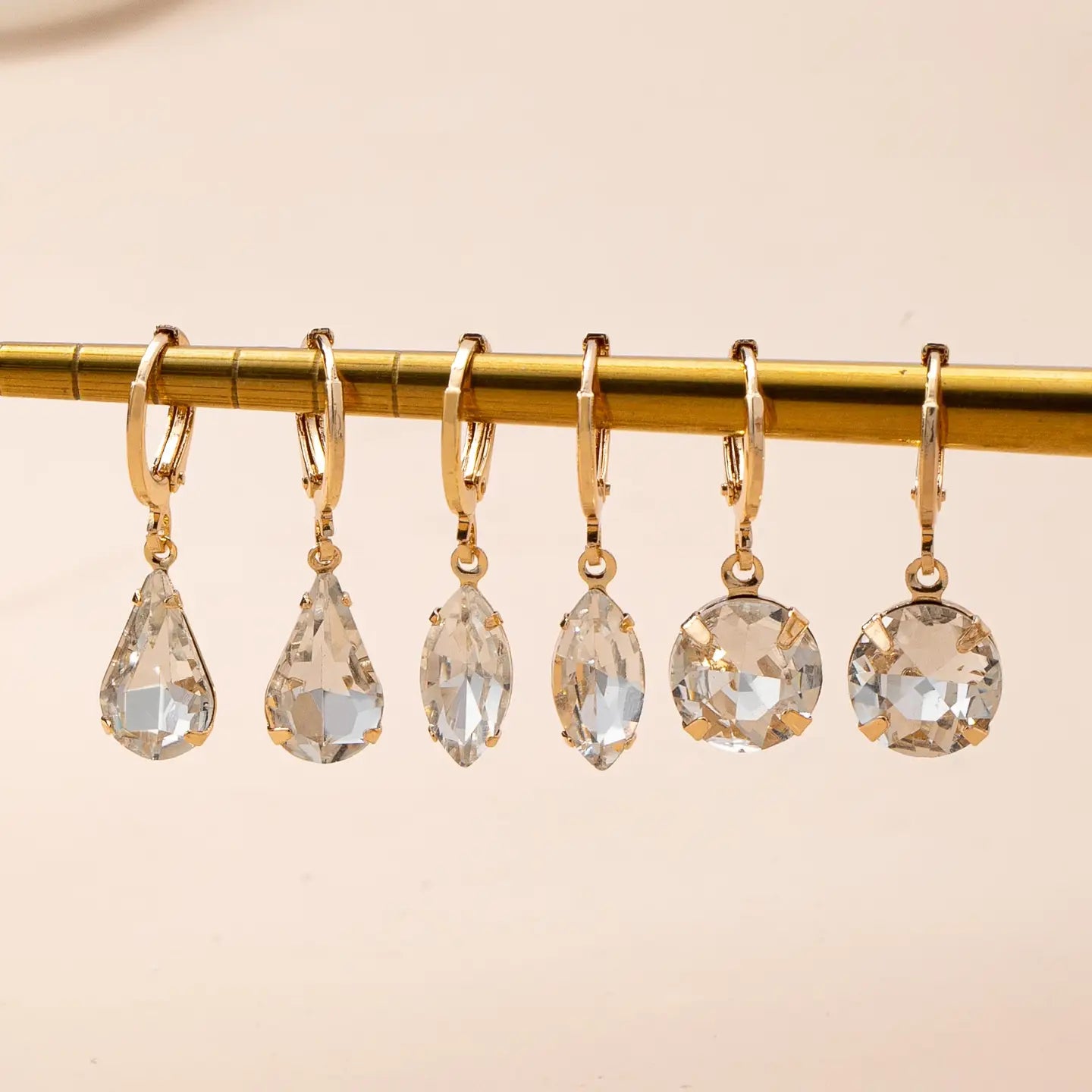 Clear Crystal Drop Earring Set