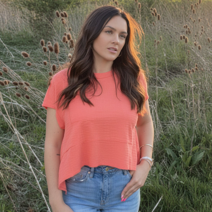 Sadie Hem Waffle In Coral