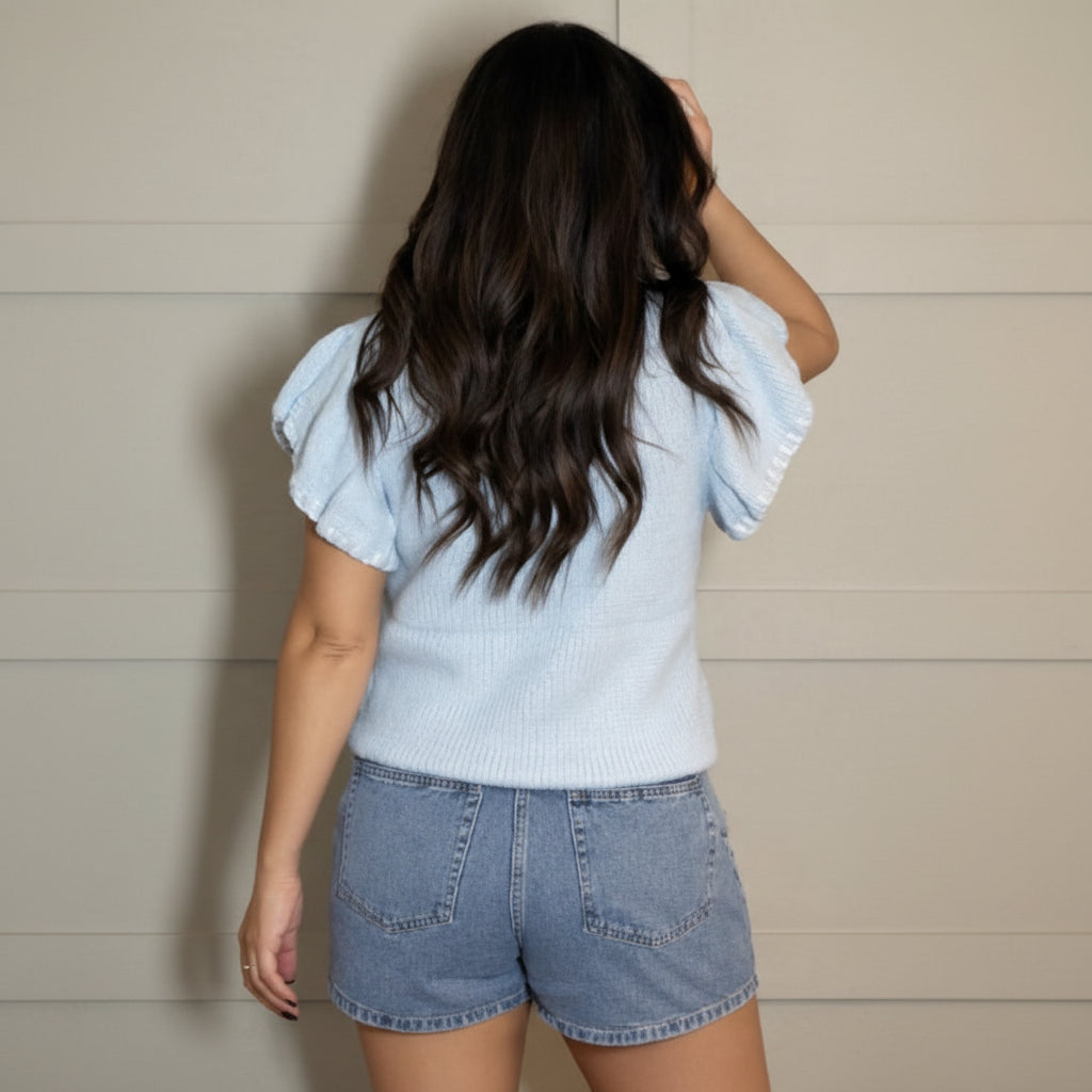 Blue Skies & Bows Top